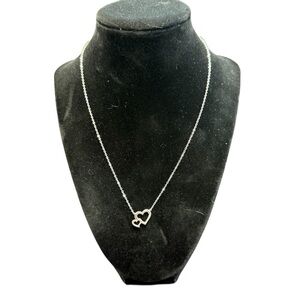 Avon Sterling Silver Necklace with double heart pendant NIB vintage 2011